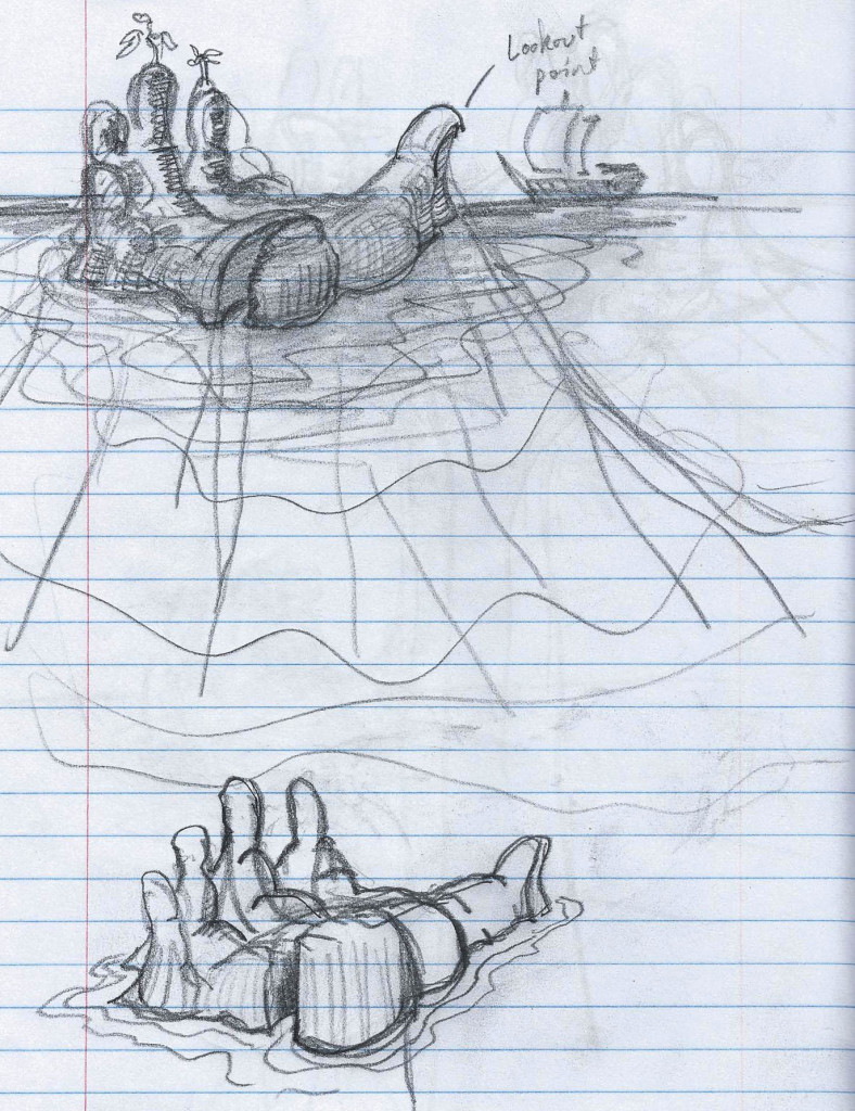 Hand island sketch 1