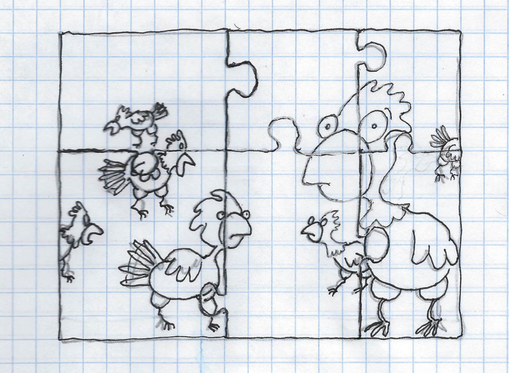 chicken puzzle sketch